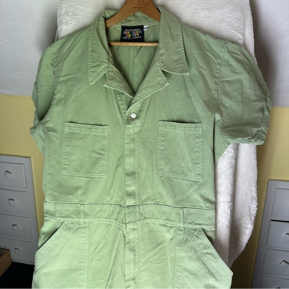 Big Bud Press Sage Green Unisex Jumpsuit Coverall Short Sleeve 3XL Wide Leg Boho - Picture 4 of 11